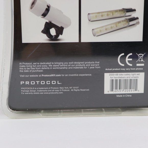 Protocol Bike Safety Light Set For Handlebars And Wheels ~ 7 Flashing Speeds - Picture 6 of 7